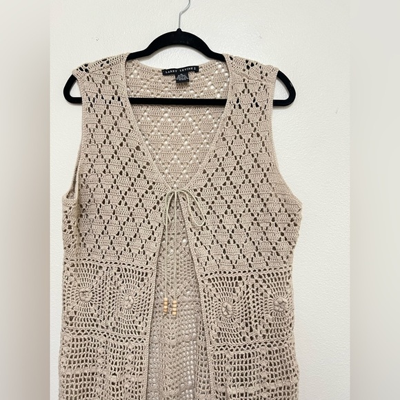 Boutique Larry Levine crochet knit midi cardigan - Picture 2 of 2